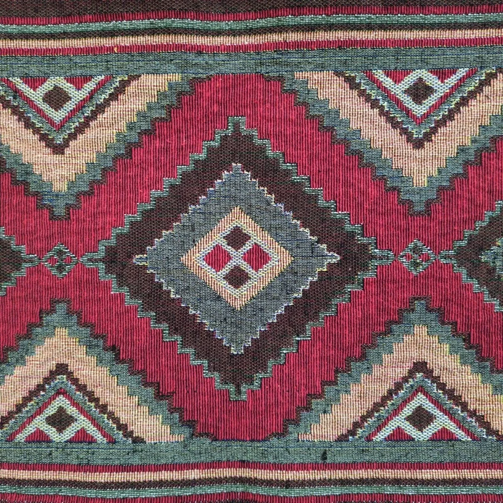 Southwest Placemats‎ Set (4) Red Geometric Woven Green Tan Diamond Tapestry